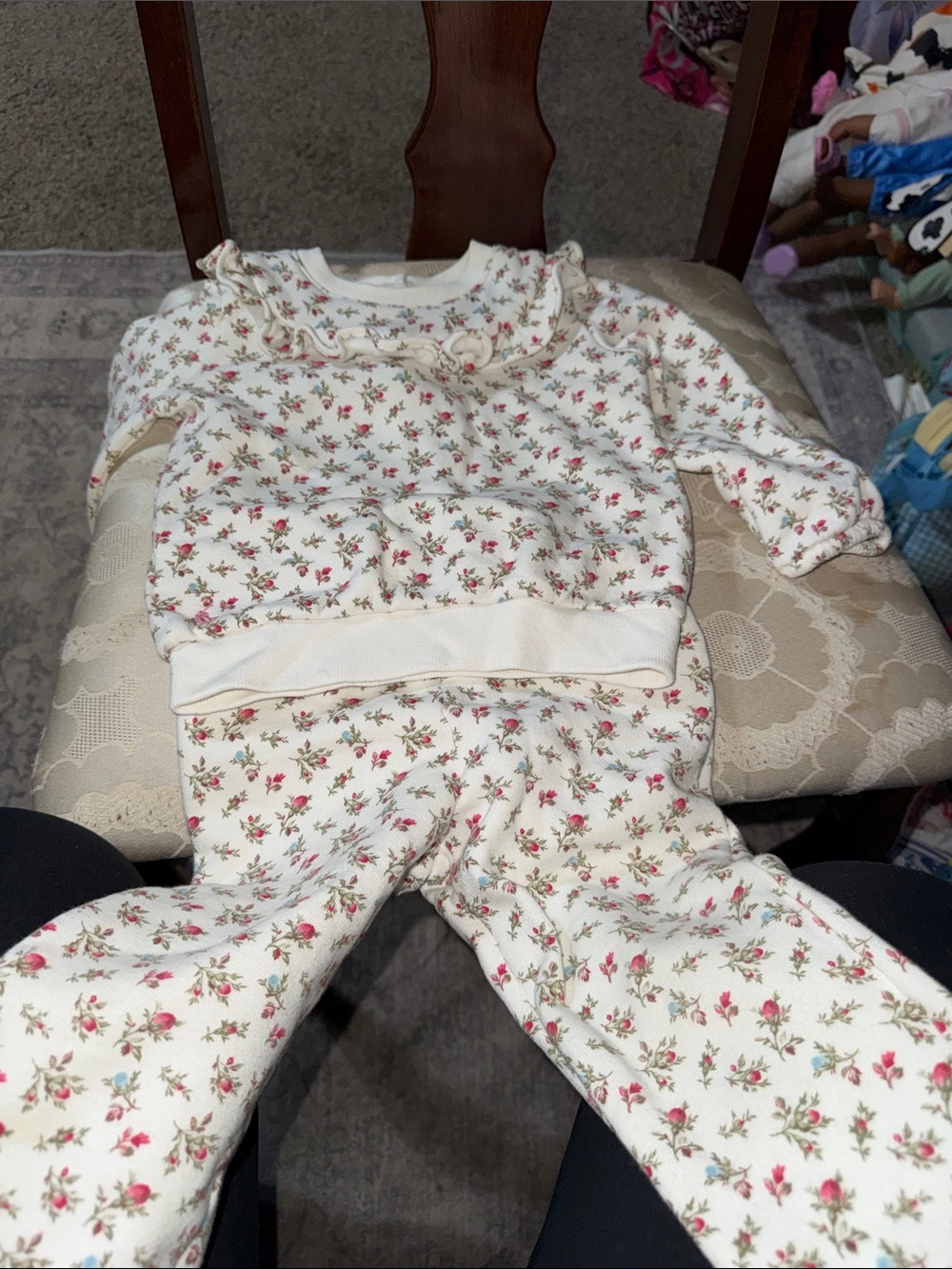 Polo by Ralph Lauren Cream Pajama Set with Pink Floral Print